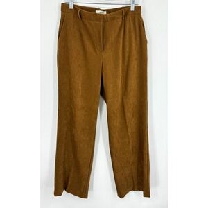 Coldwater Creek Pants Womens 10 Wide Leg Pockets Sueded Pleated Minimalist Brown